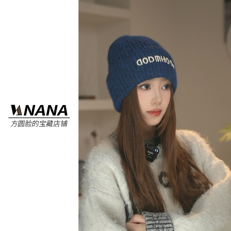 原创设计 字母刺绣冷帽秋冬包头圆顶女保暖针织帽帽子女