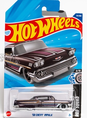 111号 '58 CHEVY IMPALA 雪佛兰 黑色 风火轮合金小跑车