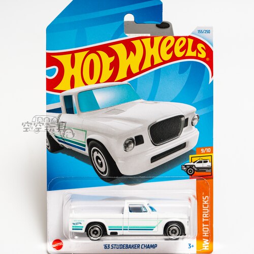 155号 '63 STUDEBAKER CHAMP 白色 风火轮合金小跑车