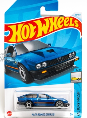 98号 ALFA ROMEO GTV6 3.0 阿尔法罗密欧 蓝色 风火轮合金小跑车