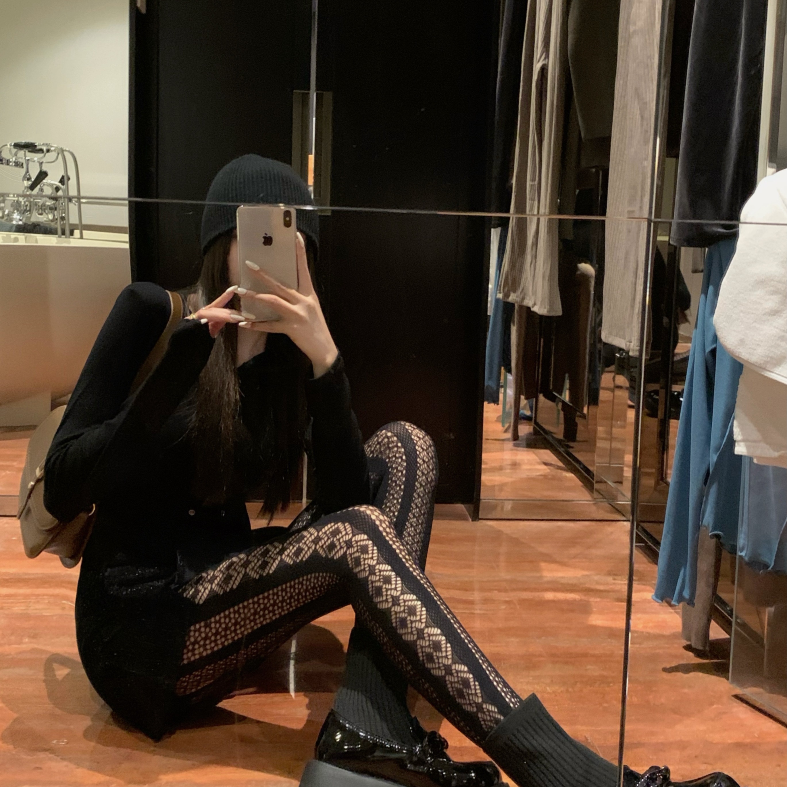 情趣搭配日系ins黑丝袜jk防勾丝镂空渔网袜透肉性感女打底连裤袜