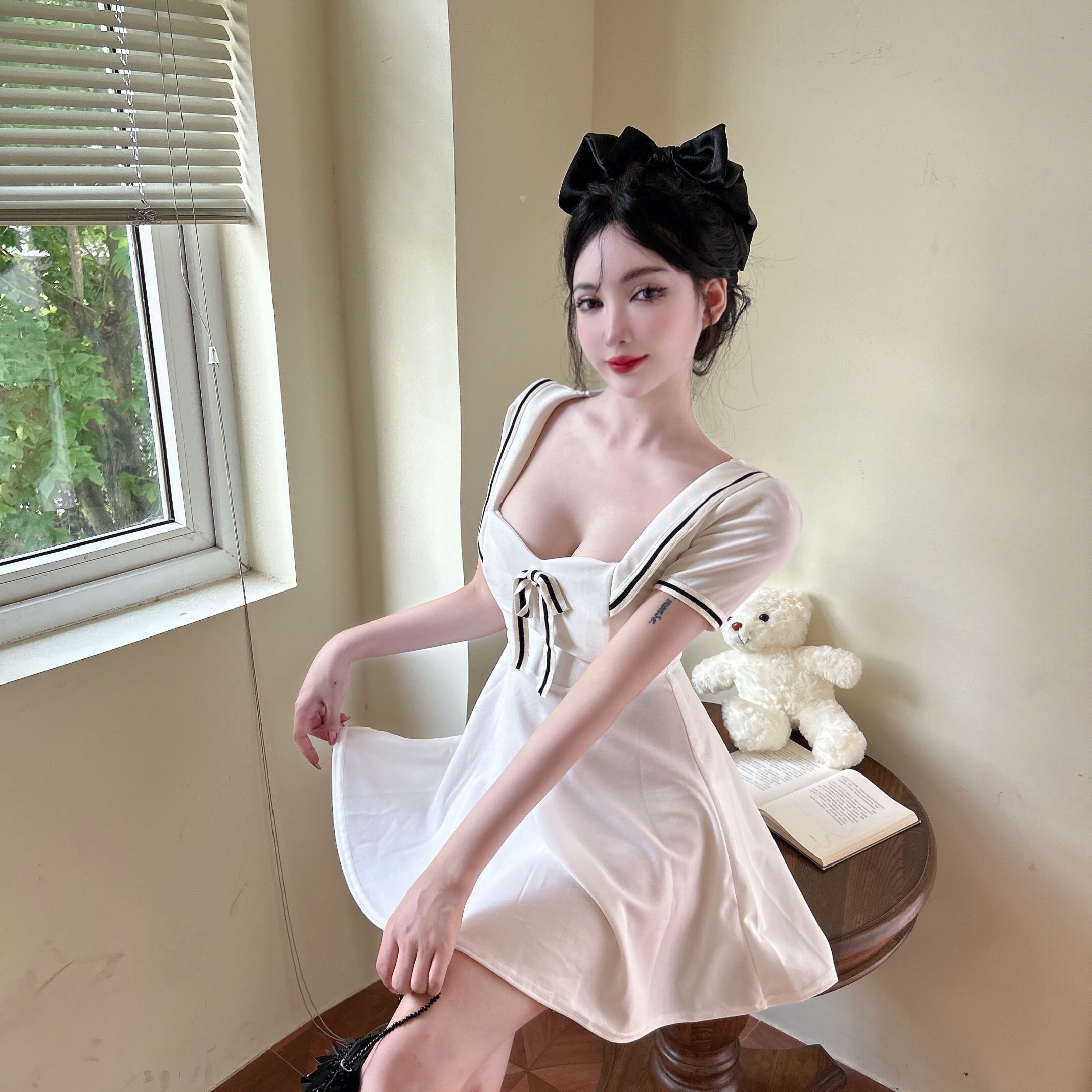 情趣纯欲新款海军风欧美ins时尚连衣裙学院风清纯制服裙