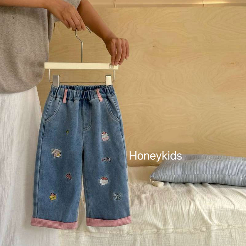 儿童卡通刺绣加绒牛仔裤2026新款女童格子翻边直筒洋气牛仔长裤,童装/婴儿装/亲子装,儿童牛仔裤,淘宝优惠券,粉丝福利购,淘宝优惠卷