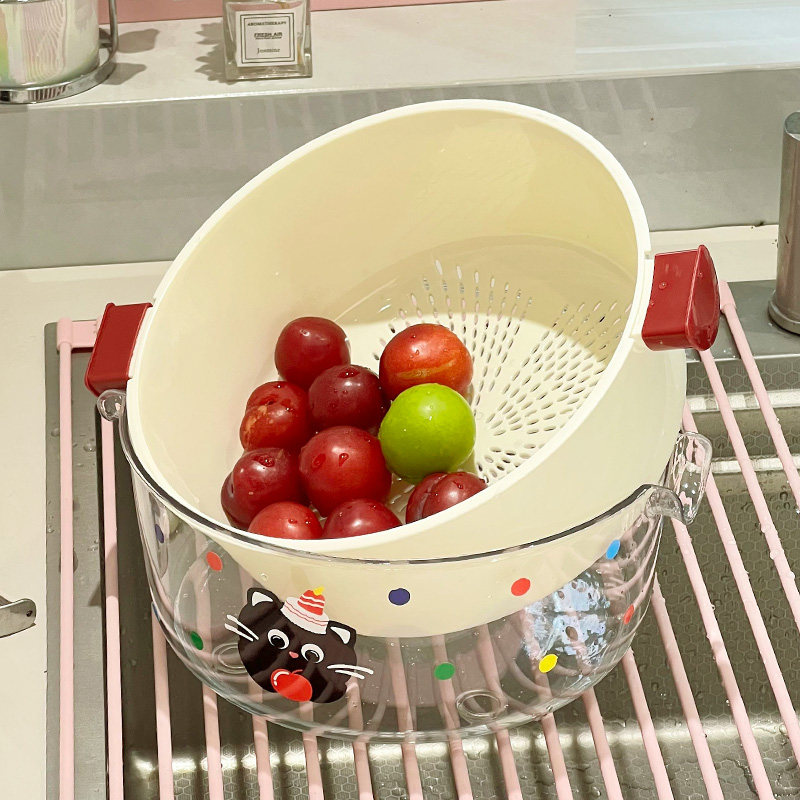 水果盘沥水多巴胺新款厨房洗菜双层加厚家用客厅高颜值洗水果盆,餐饮具,洗菜盆/沥水篮/漏水筛,淘宝优惠券,粉丝福利购,淘宝优惠卷
