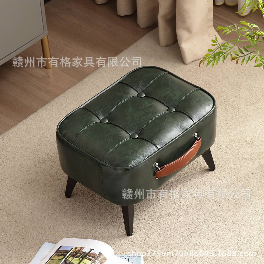 轻奢感换鞋凳门口家用玄关入户小矮凳皮软包鞋柜沙发茶几收纳