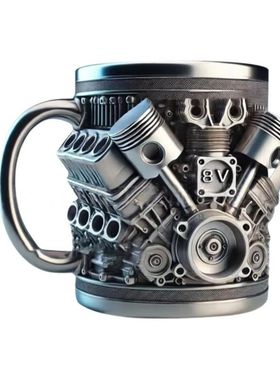 发动机V8杯子V6创意马克杯树脂工艺品高级感小众机械引擎摆件