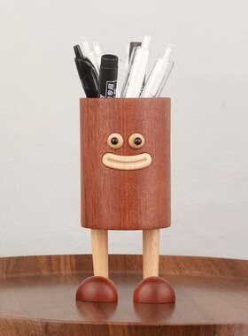 创意实木大嘴笔筒搞怪趣味笔筒多功能学生桌面文具收纳筒摆件礼物
