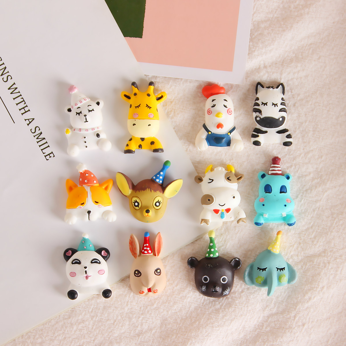 北欧复古动物头手绘手机壳贴片DIIY手工饰品胸针耳环配件材料挂件