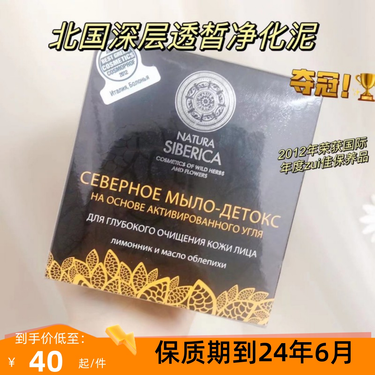 俄罗斯Natura Siberica北国净化黑膜皂深层清洁面膜去黑白头120ML