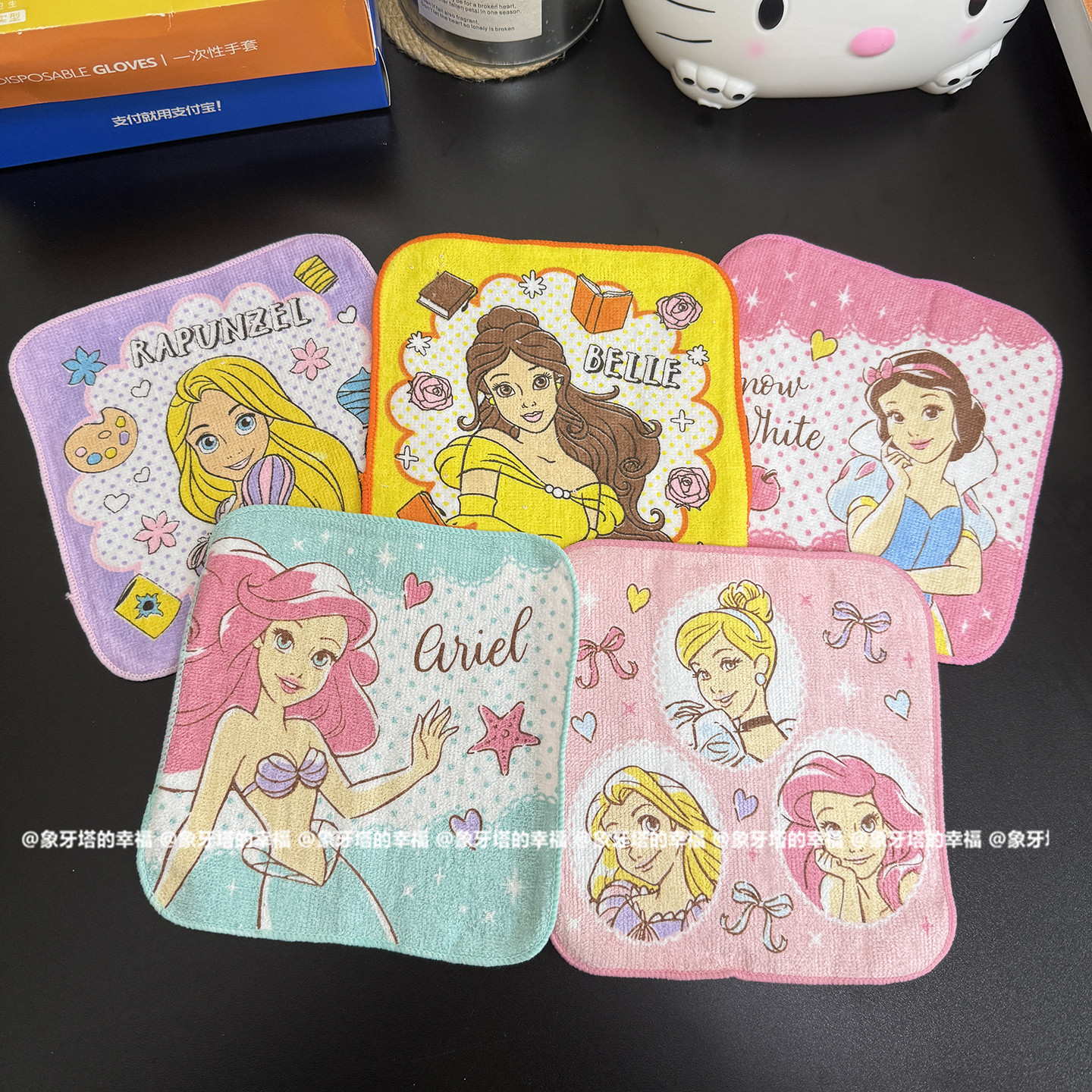 特价5条装包邮可爱卡通公主迷你吸水小毛巾儿童幼儿园方巾口水巾