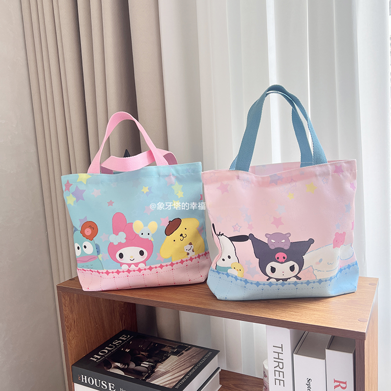 卡通帆布手提便当包饭盒袋手拎包