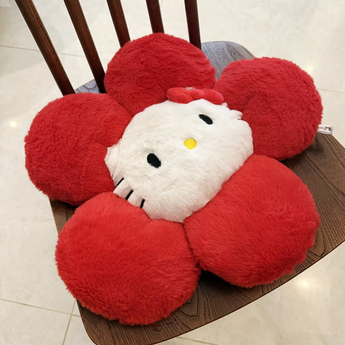 日系可爱卡通毛绒花朵坐垫