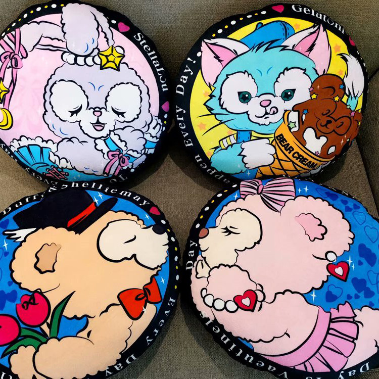 卡通印花达菲*兔子圆形抱枕靠垫居家沙发卧室装饰靠垫飘窗靠枕