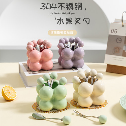 马卡龙高端304不锈钢水果签插