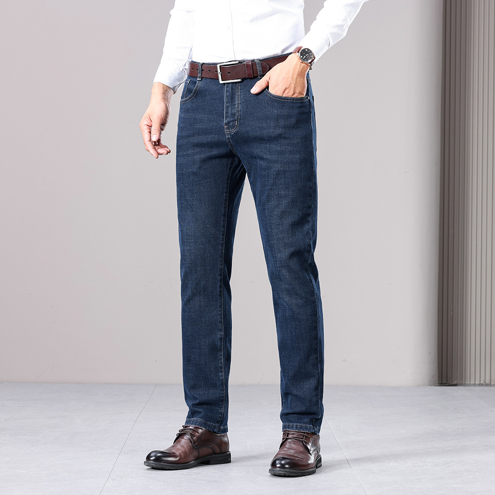 原色牛仔裤显瘦舒适小直筒裤子男