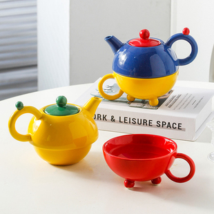 一人用400ml茶壶泡茶陶瓷家用创意小号清新功夫花茶可爱套装过滤