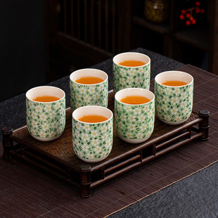 陶瓷大容量茶杯家用待客杯子六只装喝茶杯酒杯复古餐厅凉开水单杯