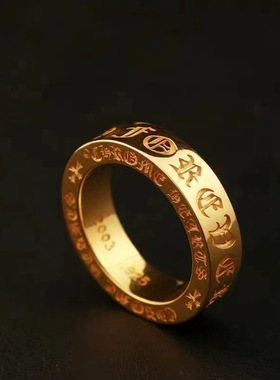 CH美国风戒指镀金永恒之心真爱戒指潮男女时尚个性朋克指环对戒