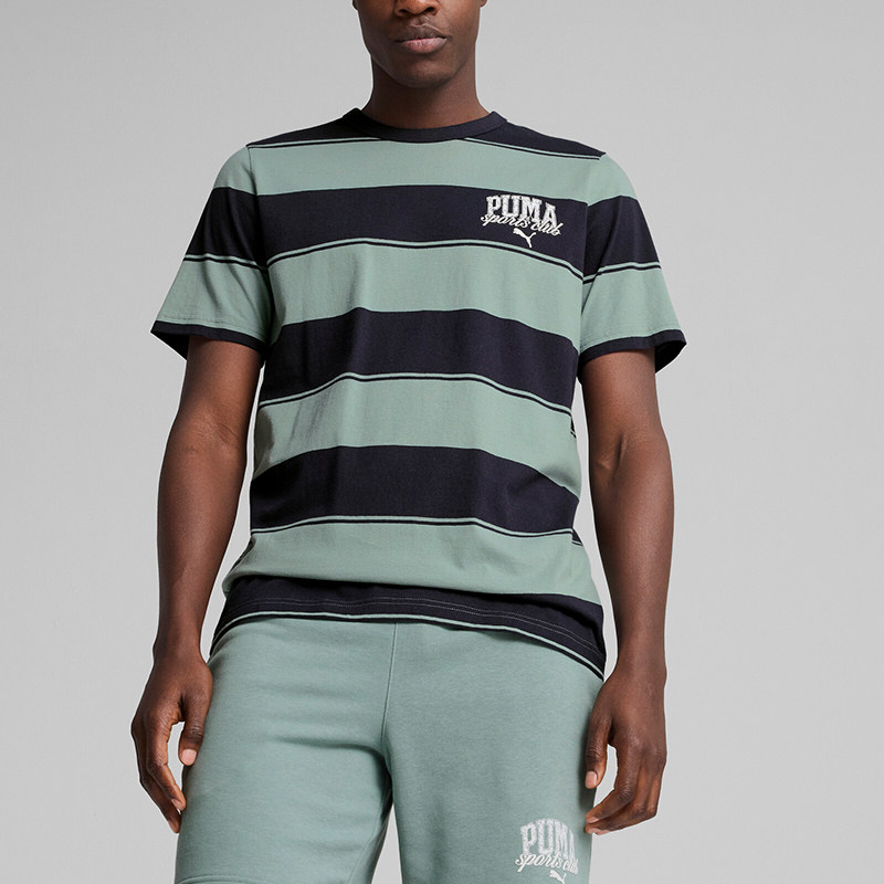 Puma/彪马正品2026夏季款男士耐穿时尚针织条纹透气短袖688931-30