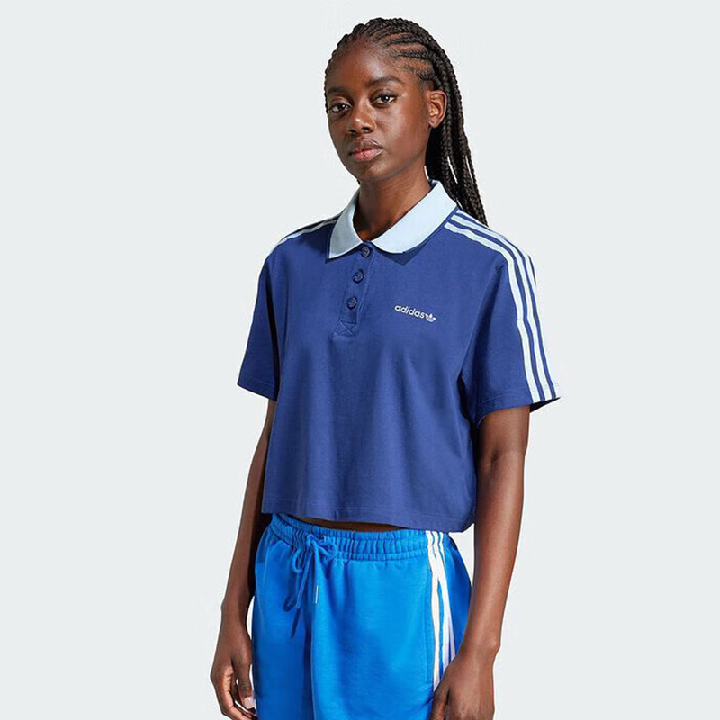 Adidas阿迪达斯三叶草女休闲翻领POLO衫运动短袖T恤IX3543/IX3555
