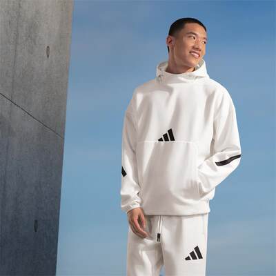 Adidas阿迪达斯男子2024秋季新款运动轻薄舒适保暖连帽卫衣JF2454