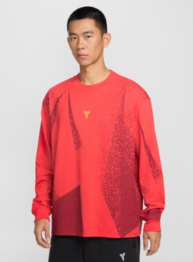 Nike耐克男子红色印花刺绣圆领长袖运动卫衣休闲T恤IF4884-696