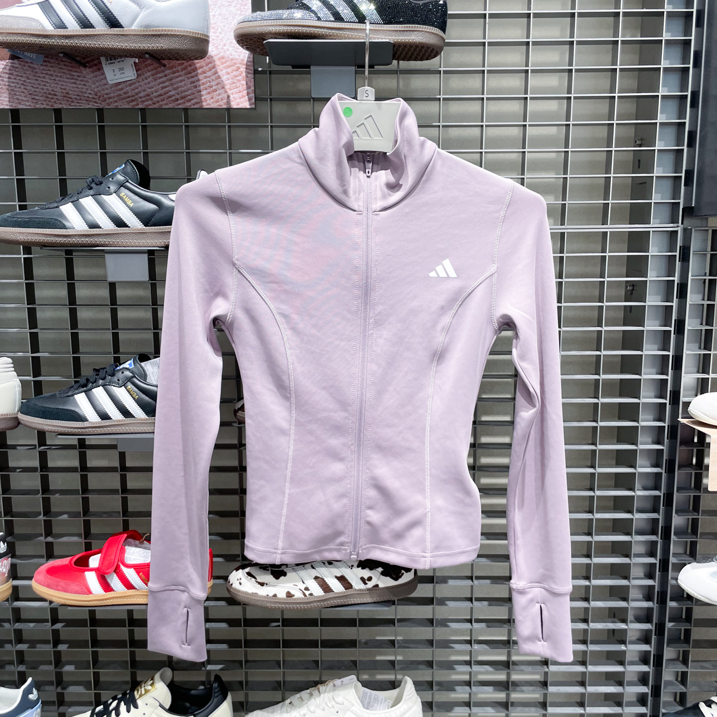 adidas阿迪达斯女子春季速干半高领运动紧身夹克外套健身服KF8551