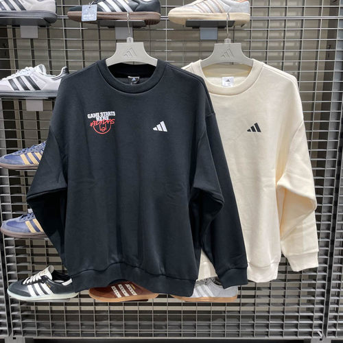 阿迪达斯2025冬季新款男子篮球运动套头印花长袖圆领衫卫衣KC2786