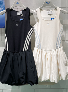 Adidas阿迪达斯三叶草女子2025夏季新款经典无袖花苞连衣裙KE5074