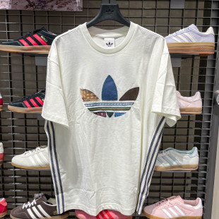 阿迪达斯三叶草LOGO印花棉质松弛感运动宽松上衣男短袖 KW5670 T恤