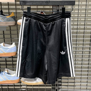 Adidas阿迪达斯三叶草条纹休闲运动短裤2026夏男针织五分裤KE3594