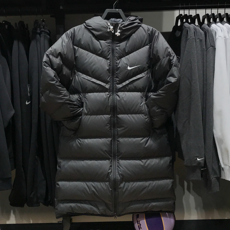 耐克男子2024冬季新款防风拒水保暖长款连帽羽绒服外套HQ4185-010