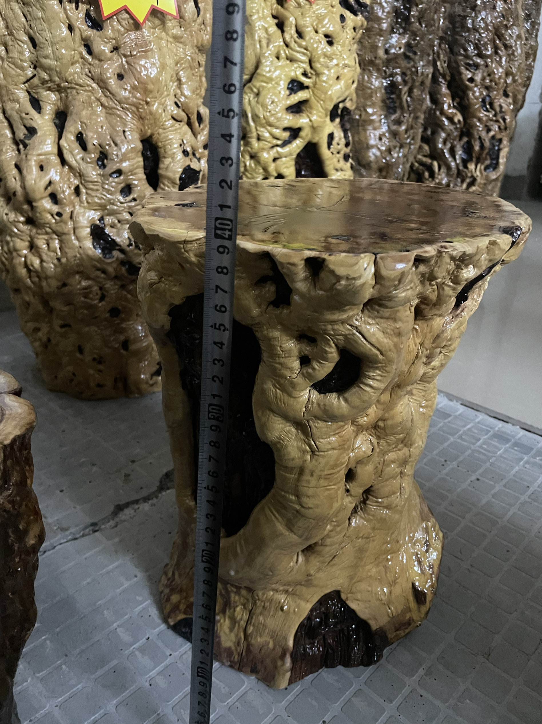 瘤包枣木凳子配大板底座摆花盆直径35-40-50公分原木树墩木墩子凳