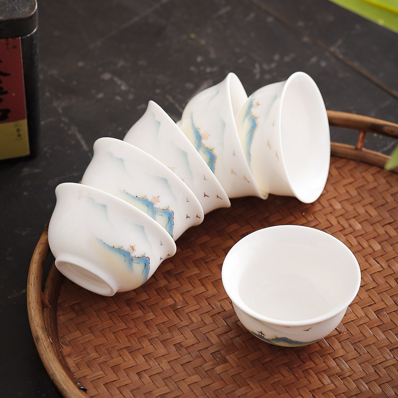 茗峰德化白瓷玉瓷功夫茶杯6个装