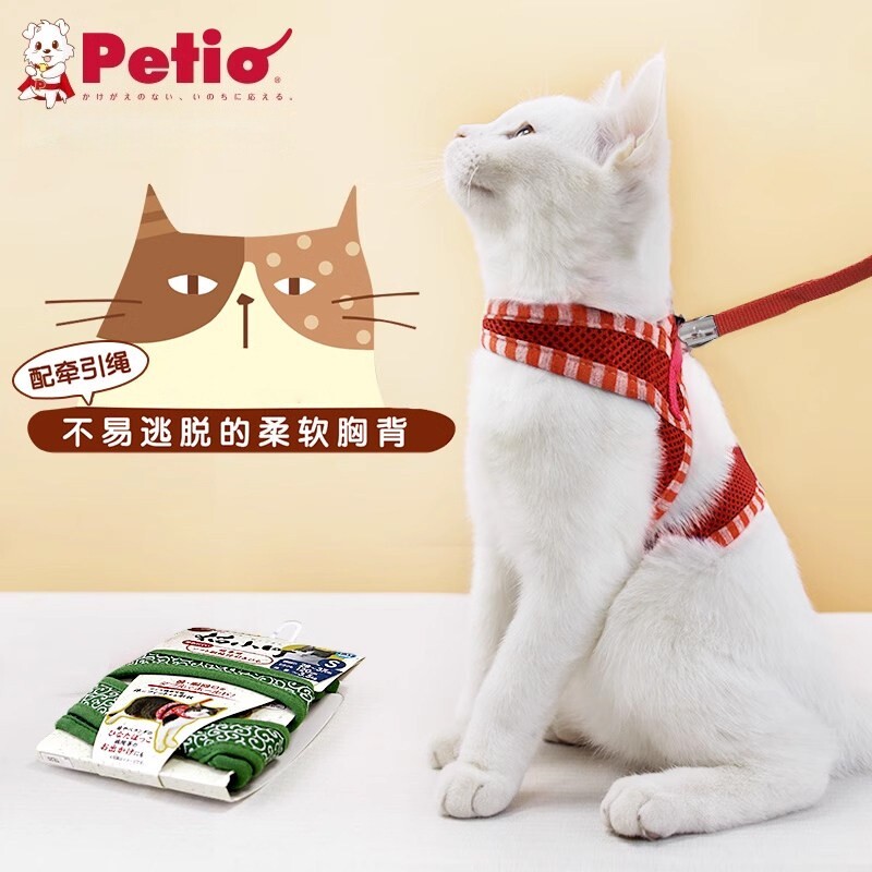 Petio牵引绳日本专用猫链子背带图片
