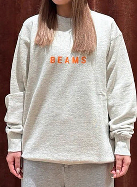 日系25秋冬新品BEAMS字母印花休闲宽松毛圈棉卫衣男女款