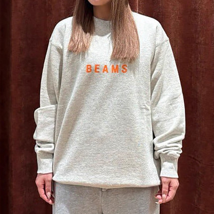 日系25秋冬新品BEAMS字母印花休闲宽松毛圈棉卫衣男女款