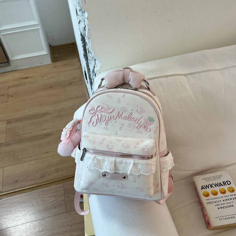 GFSN甜美粉色大容量双肩包女