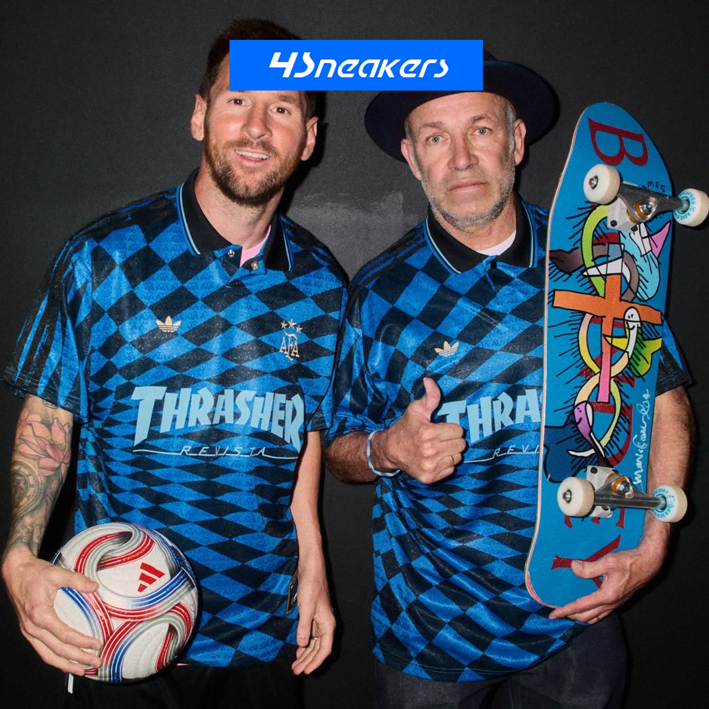 Adidas三叶草 THRASHER X AFA联名款滑板风短袖Polo衫球衣KX4551