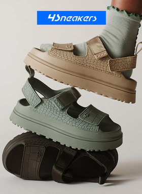 UGG GOLDENGLOW 炫金魔术贴轻便休闲舒适厚底露趾一字凉拖鞋