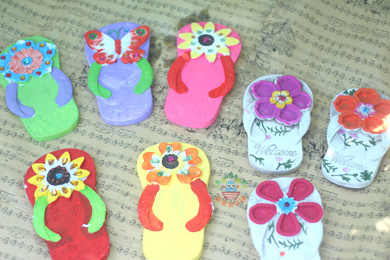 脚丫子拖鞋脚踏板蝴蝶花朵 花园饰品装饰板水泥板踏步石垫脚石摆
