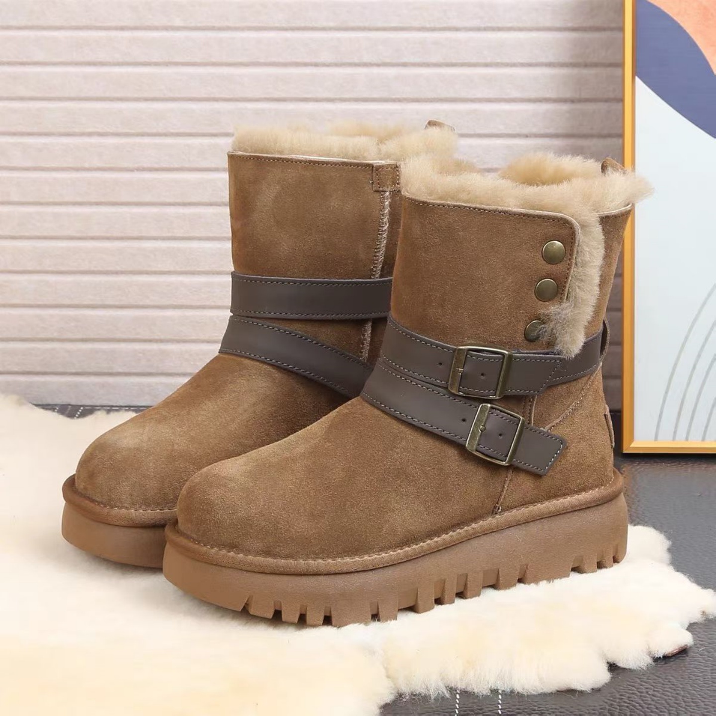 纯皮羊毛雪地靴轻便软底防滑高端