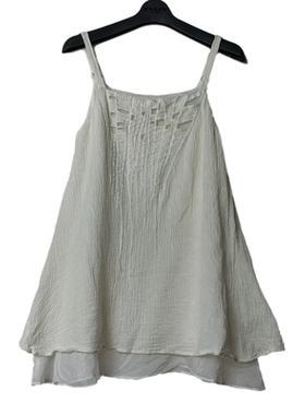 SD正品女士时尚性感风宽松镂空刺绣亚麻吊带背心1541