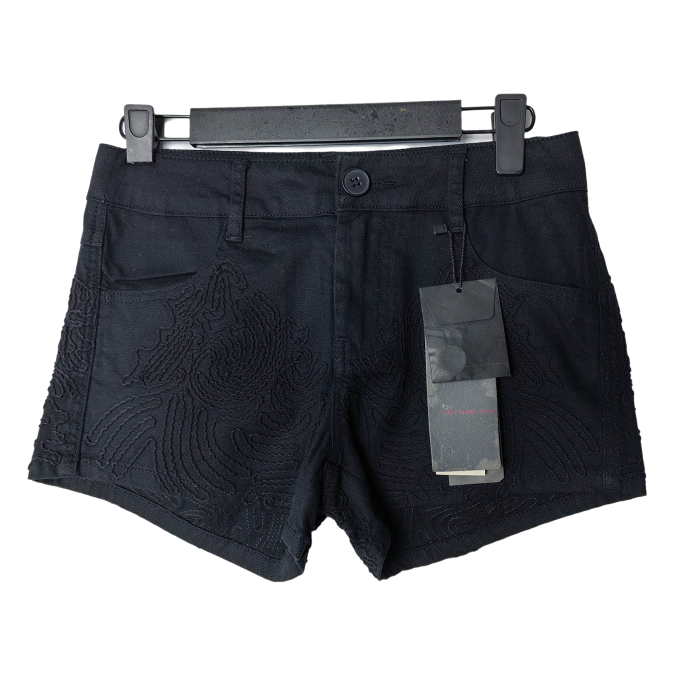 SD正品折扣女士黑色刺绣短裤高腰休闲裤口袋装饰裤子0942,女装/女士精品,短裤,淘宝优惠券,粉丝福利购,淘宝优惠卷