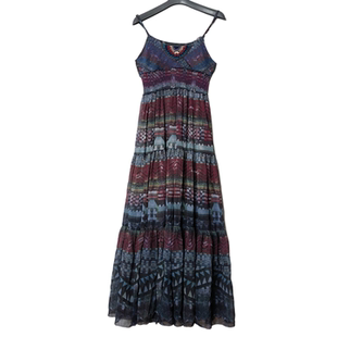 圣牌波西米亚风复古印花高腰吊带连衣裙女长裙度假风收腰显瘦1222