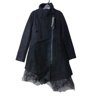 气质毛呢外套1826 圣迪品牌极简风立领拼接羊毛大衣女中长款