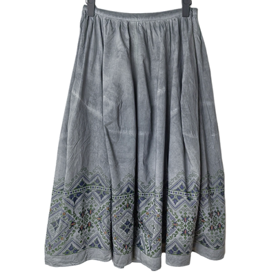 圣迪家扎染印花做旧拼接半身裙