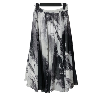 圣迪家水墨晕染A字雪纺半身裙