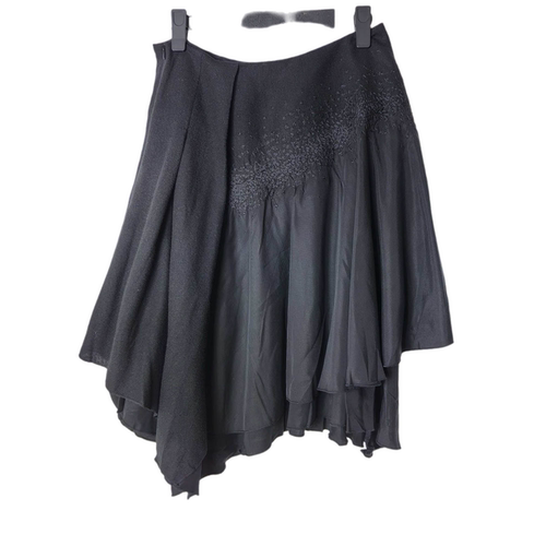 圣迪家优雅拼接绣花不规则半身裙