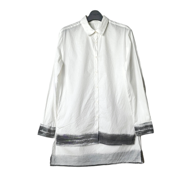 圣迪家水墨晕染全棉长款长袖衬衫